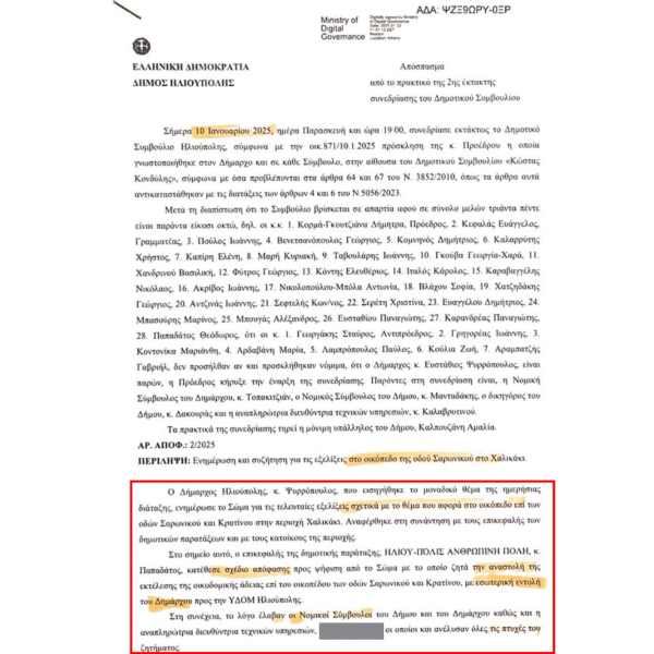 έγγραφα σχετικά με το ιστορικό του οικοπέδου επί της οδού Σαρωνικού στην περιοχή 