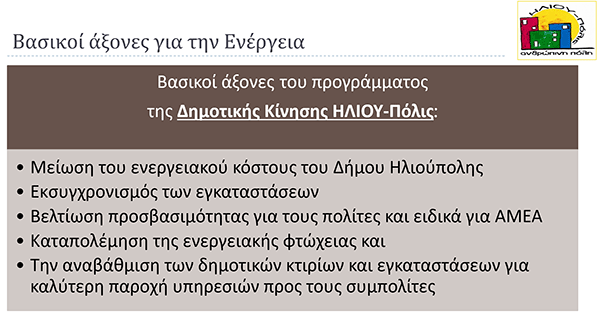 βασικοί άξονες του Προγράμματός για την Ενέργεια